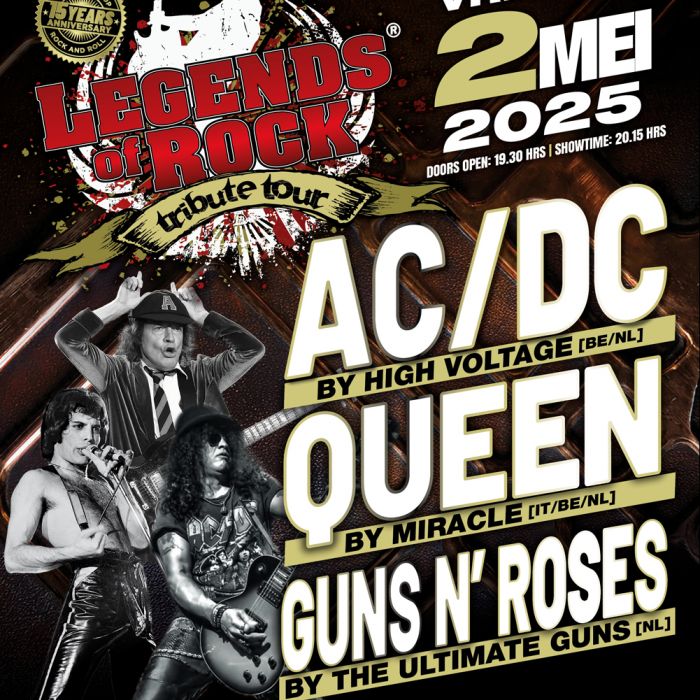 Flyer LEGENDS of ROCK met AC/DC, Queen en Guns N' Roses