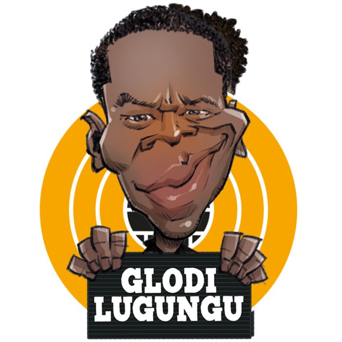 Karikatuurtekening van comedian Glodi Legungu