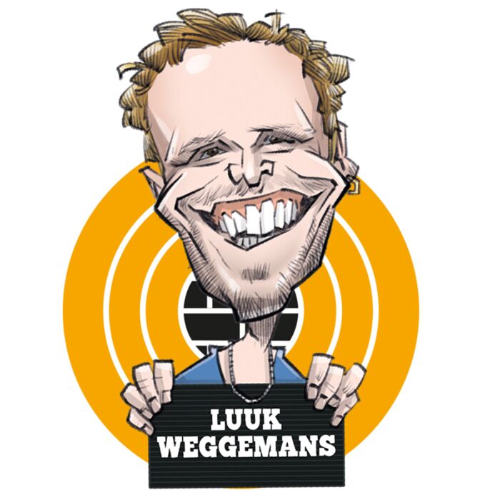 Karikatuurtekening van comedian Luuk Weggemans