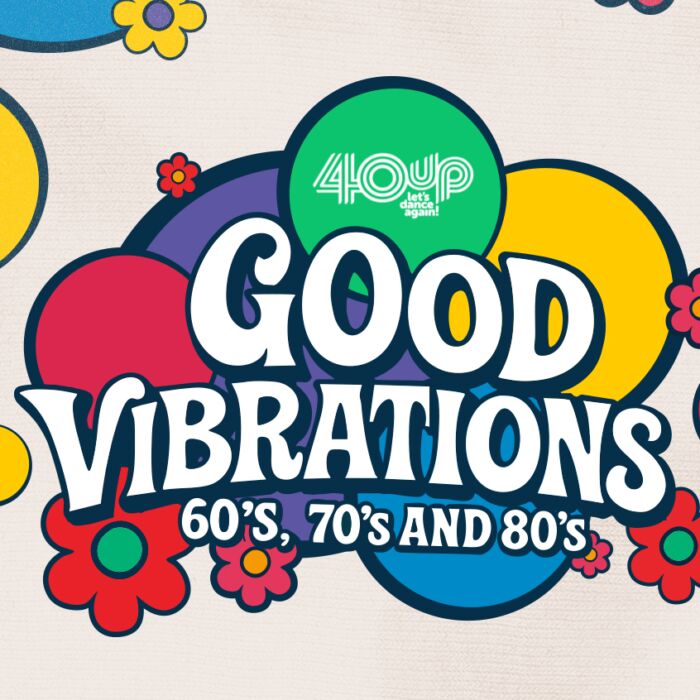 Artwork 40UP met bloemen en sixties letters