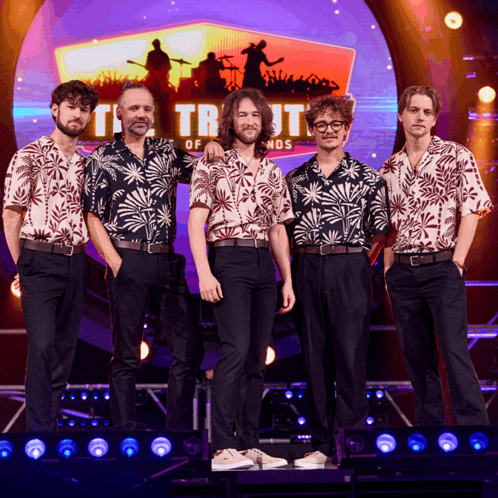 De bandleden van Beach Boys' Best staan gebroederlijk naast elkaar