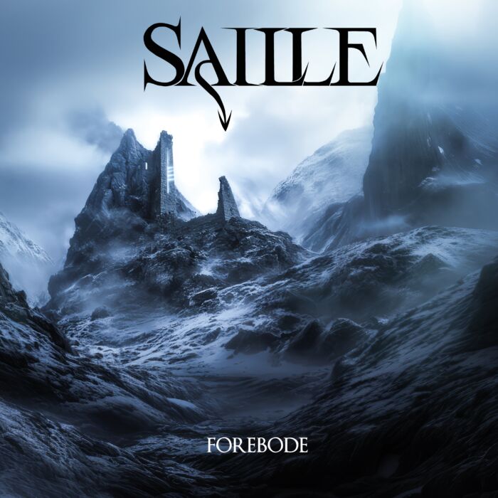 Albumcover van metalband Saille. Dystopisch landschap met blauwgrijze gloed eroverheen.